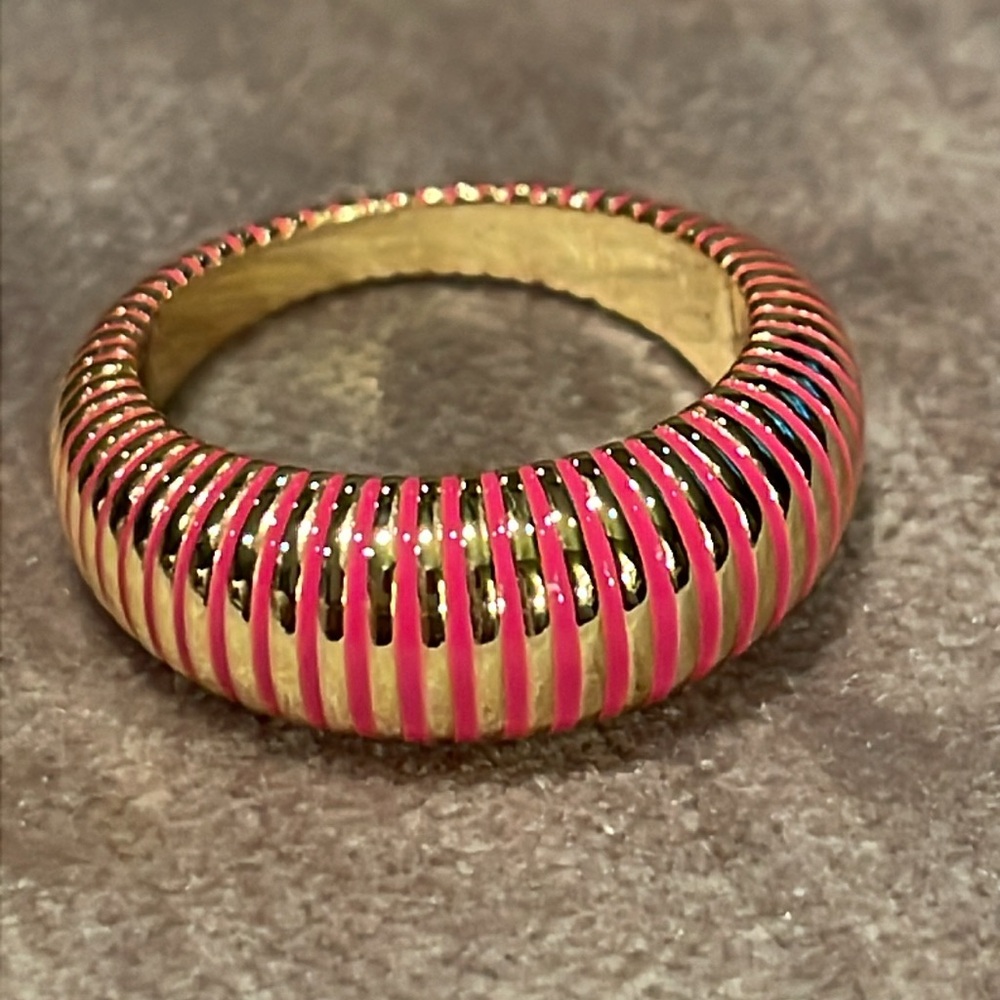 GORJANA
18 Kt Gold Catalina Enamel Ring NWOT Pink Size 5